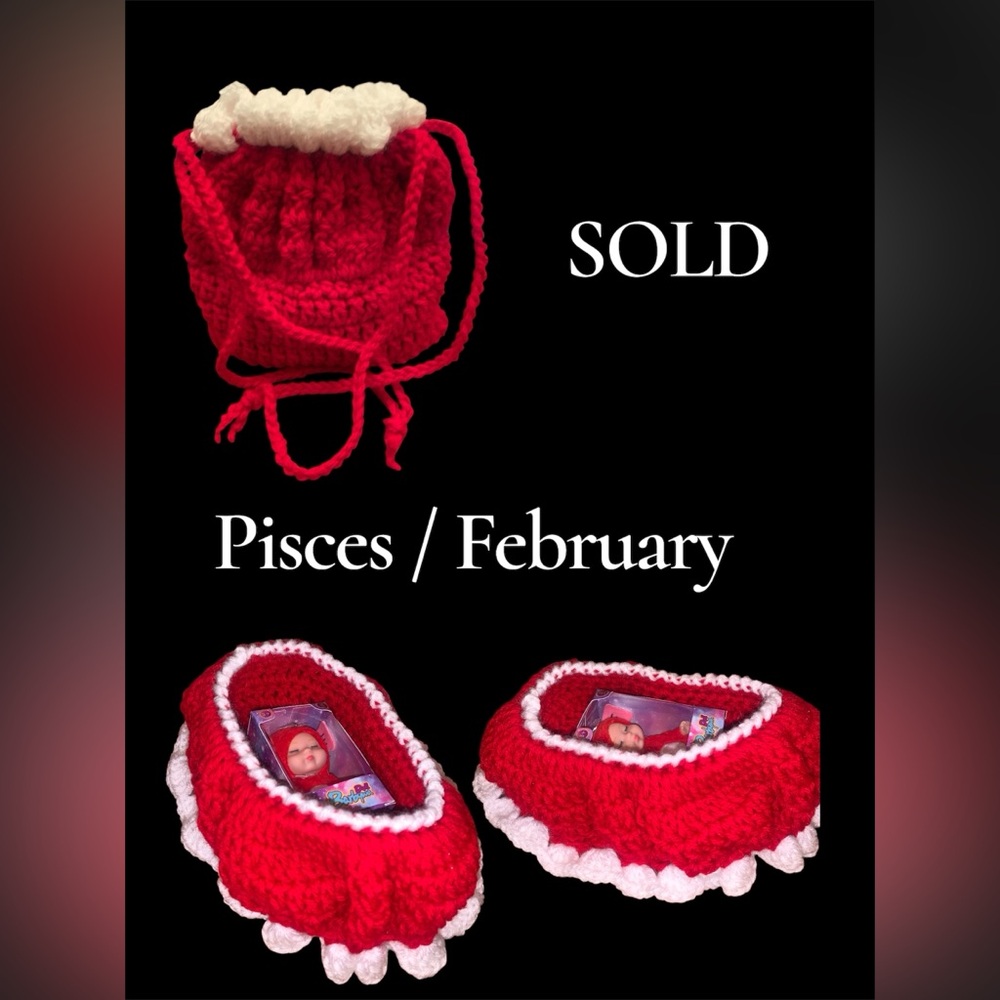 Hand Crafted Baby doll cradle purse with Zodiac Baby Doll - Picture 8 of 9